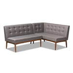 Load image into Gallery viewer, Baxton Studio Arvid Mid-Century Modern Gray Fabric Upholstered 2-Piece Wood Dining Nook Banquette Set
