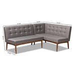 Load image into Gallery viewer, Baxton Studio Arvid Mid-Century Modern Gray Fabric Upholstered 2-Piece Wood Dining Nook Banquette Set
