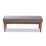 Load image into Gallery viewer, Baxton Studio Arvid Mid-Century Modern Gray Fabric Upholstered Wood Dining Bench
