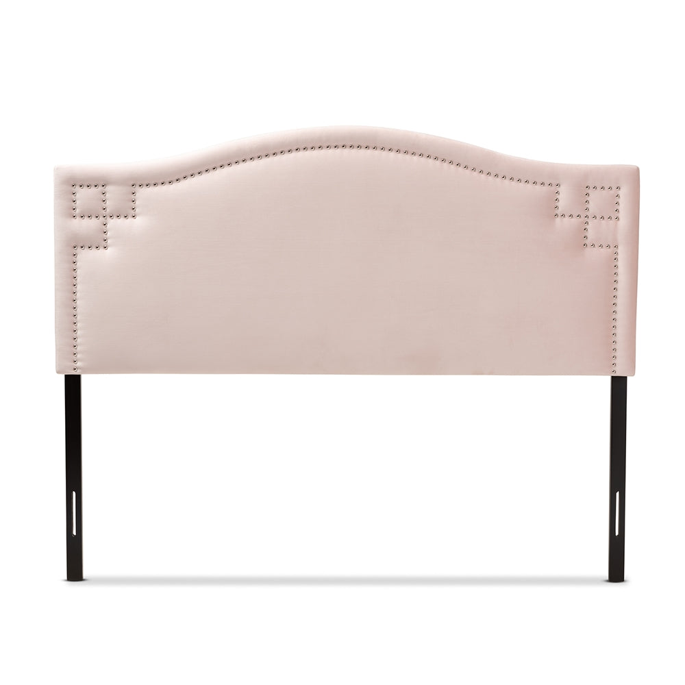 Baxton Studio Aubrey Modern And Contemporary Light Pink Velvet Fabric Upholstered King Size Headboard