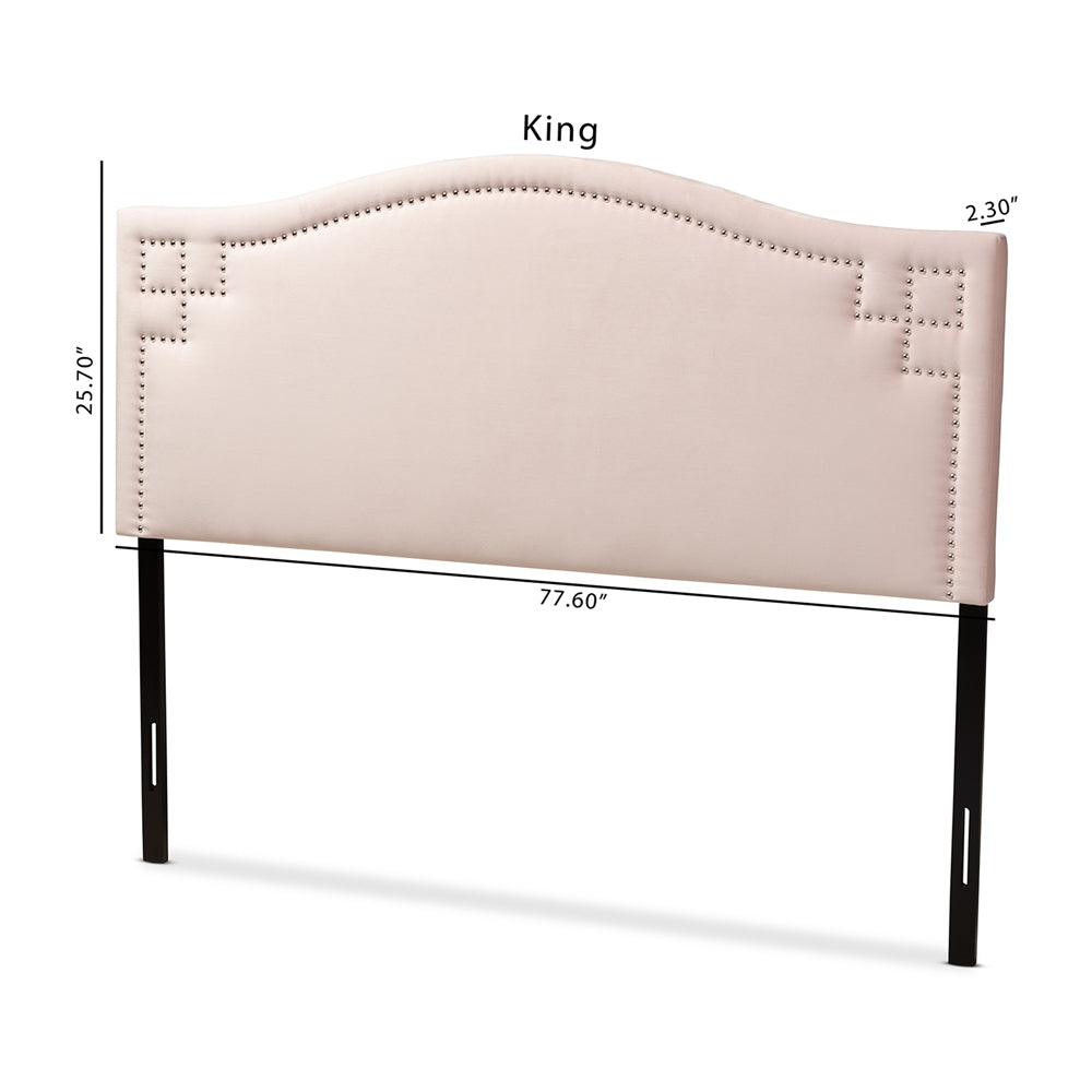 Baxton Studio Aubrey Modern And Contemporary Light Pink Velvet Fabric Upholstered King Size Headboard