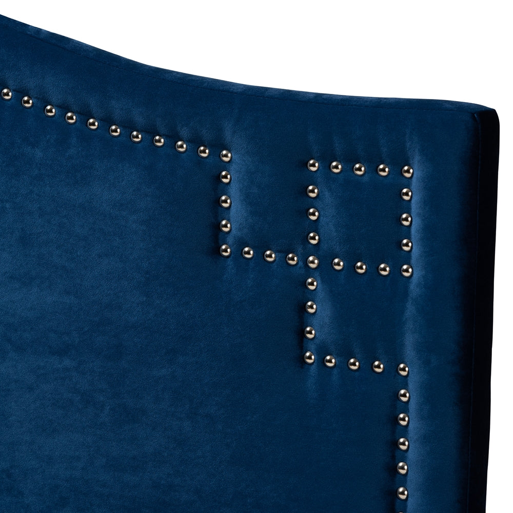 Baxton Studio Aubrey Modern And Contemporary Royal Blue Velvet Fabric Upholstered Queen Size Headboard