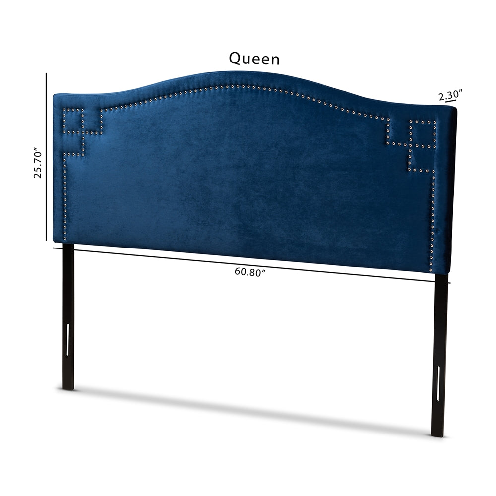 Baxton Studio Aubrey Modern And Contemporary Royal Blue Velvet Fabric Upholstered Full Size Headboard