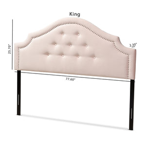 Baxton Studio Cora Modern And Contemporary Light Pink Velvet Fabric Upholstered King Size Headboard