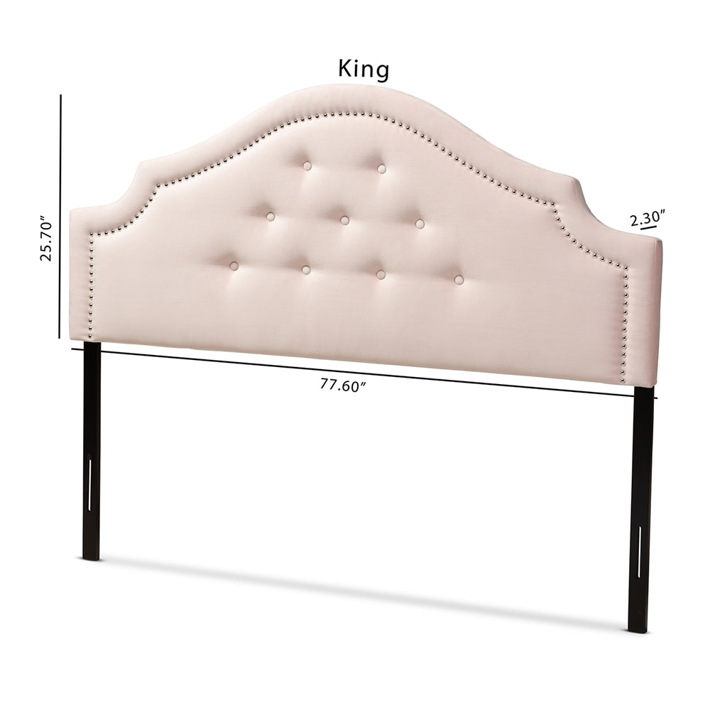 Baxton Studio Cora Modern And Contemporary Light Pink Velvet Fabric Upholstered Queen Size Headboard