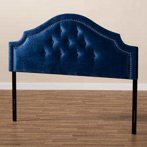 BAXTON STUDIO CORA MODERN AND CONTEMPORARY ROYAL BLUE VELVET FABRIC UPHOLSTERED KING SIZE HEADBOARD