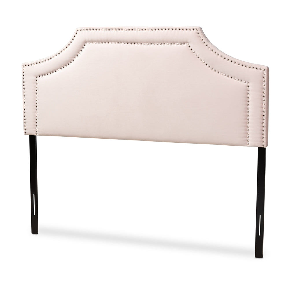 Baxton Studio Avignon Modern And Contemporary Light Pink Velvet Fabric Upholstered Full Size Headboard