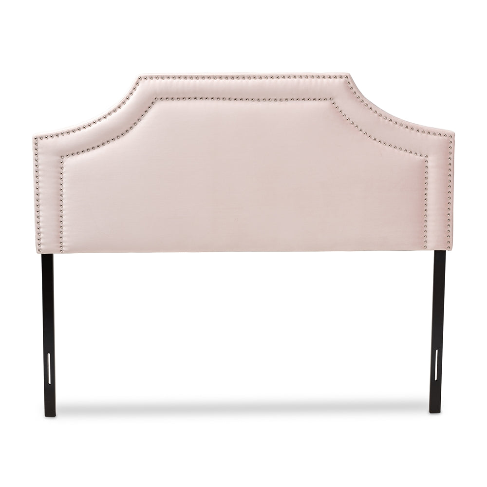 Baxton Studio Avignon Modern And Contemporary Light Pink Velvet Fabric Upholstered Queen Size Headboard