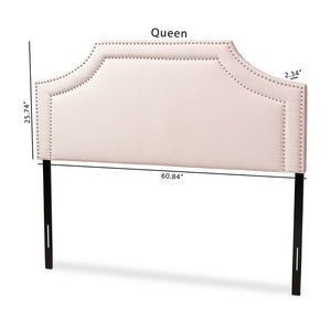 Baxton Studio Avignon Modern And Contemporary Light Pink Velvet Fabric Upholstered Queen Size Headboard