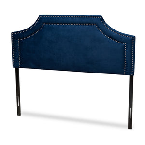 Baxton Studio Avignon Modern And Contemporary Navy Blue Velvet Fabric Upholstered Queen Size Headboard