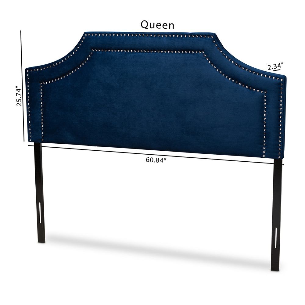 Baxton Studio Avignon Modern And Contemporary Navy Blue Velvet Fabric Upholstered Full Size Headboard