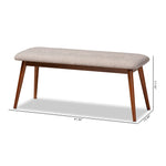 Load image into Gallery viewer, Baxton Studio Flora Ii Mid-Century Modern Light Grey Fabric Upholstered Medium Oak Finished Wood Dining Bench
