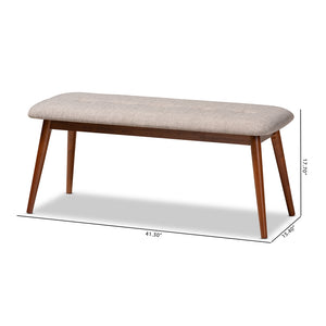 Baxton Studio Flora Ii Mid-Century Modern Light Grey Fabric Upholstered Medium Oak Finished Wood Dining Bench