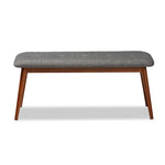 Load image into Gallery viewer, Baxton Studio Flora Ii Mid-Century Modern Dark Grey Fabric Upholstered Medium Oak Finished Wood Dining Bench
