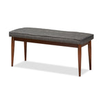 Load image into Gallery viewer, Baxton Studio Itami Mid-Century Modern Dark Grey Fabric Upholstered Medium Oak Finished Wood Dining Bench
