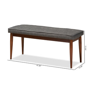 Baxton Studio Itami Mid-Century Modern Dark Grey Fabric Upholstered Medium Oak Finished Wood Dining Bench