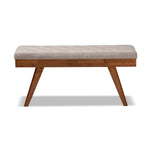 Load image into Gallery viewer, Baxton Studio Alona Mid-Century Modern Light Grey Fabric Upholstered Wood Dining Bench
