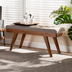 Load image into Gallery viewer, Baxton Studio Alona Mid-Century Modern Light Grey Fabric Upholstered Wood Dining Bench
