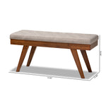 Load image into Gallery viewer, Baxton Studio Alona Mid-Century Modern Light Grey Fabric Upholstered Wood Dining Bench
