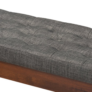 Baxton Studio Alona Mid-Century Modern Medium Grey Fabric Upholstered Wood Dining Bench