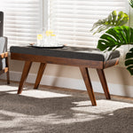 Load image into Gallery viewer, Baxton Studio Alona Mid-Century Modern Medium Grey Fabric Upholstered Wood Dining Bench
