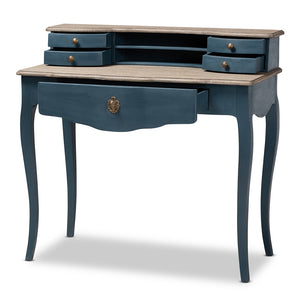 Baxton Studio Celestine French Provincial Blue Spruce Finished Wood Accent Writing Desk