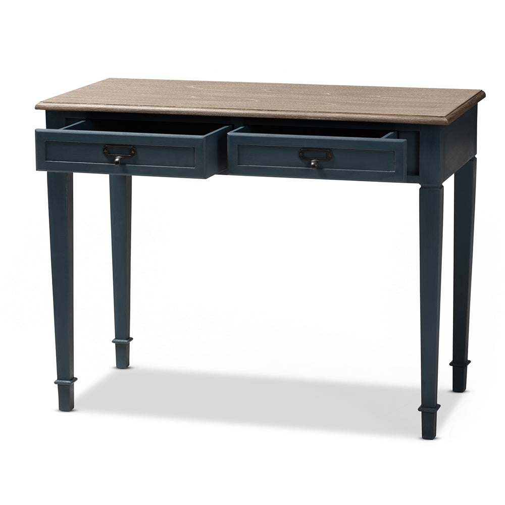 Baxton Studio Dauphine French Provincial Spruce Blue Accent Writing Desk