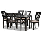 Load image into Gallery viewer, Baxton Studio Minette Modern And Contemporary Sand Fabric Upholstered Espresso Brown Finished Wood 7-Piece Dining Set
