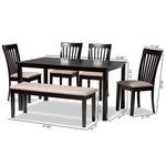 Load image into Gallery viewer, Baxton Studio Minette Modern And Contemporary Sand Fabric Upholstered And Dark Brown Finished Wood 6-Piece Dining Set
