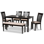 Load image into Gallery viewer, Baxton Studio Minette Modern And Contemporary Sand Fabric Upholstered And Dark Brown Finished Wood 6-Piece Dining Set
