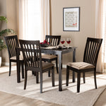 Load image into Gallery viewer, Baxton Studio Minette Modern And Contemporary Sand Fabric Upholstered Espresso Brown Finished Wood 5-Piece Dining Set
