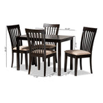 Load image into Gallery viewer, Baxton Studio Minette Modern And Contemporary Sand Fabric Upholstered Espresso Brown Finished Wood 5-Piece Dining Set
