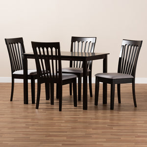 Baxton Studio Minette Modern And Contemporary Gray Fabric Upholstered Espresso Brown Finished Wood 5-Piece Dining Set