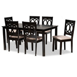 Load image into Gallery viewer, Baxton Studio Lenoir Modern And Contemporary Sand Fabric Upholstered Espresso Brown Finished Wood 7-Piece Dining Set
