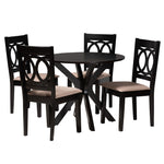 Load image into Gallery viewer, Baxton Studio Sanne Modern Beige Fabric And Espresso Brown Finished Wood 5-Piece Dining Set
