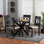 Load image into Gallery viewer, Baxton Studio Sanne Modern Beige Fabric And Espresso Brown Finished Wood 5-Piece Dining Set
