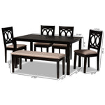 Load image into Gallery viewer, Baxton Studio Bennett Modern And Contemporary Sand Fabric Upholstered And Dark Brown Finished Wood 6-Piece Dining Set
