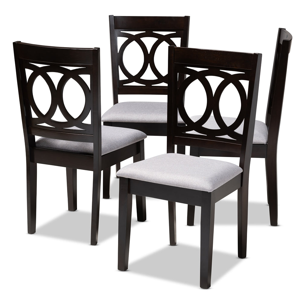 Baxton Studio Lenoir Modern And Contemporary Gray Fabric Upholstered Espresso Brown Finished Wood Dining Chair Set Of 4