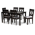 Load image into Gallery viewer, Baxton Studio Lenoir Modern And Contemporary Grey Fabric Upholstered Espresso Brown Finished Wood 7-Piece Dining Set
