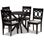 Load image into Gallery viewer, Baxton Studio Sanne Modern And Contemporary Grey Fabric Upholstered And Dark Brown Finished Wood 5-Piece Dining Set
