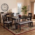 Load image into Gallery viewer, Baxton Studio Bennett Modern And Contemporary Grey Fabric Upholstered And Dark Brown Finished Wood 6-Piece Dining Set
