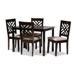 Load image into Gallery viewer, Baxton Studio Caron Modern And Contemporary Sand Fabric Upholstered Espresso Brown Finished Wood 5-Piece Dining Set
