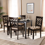 Load image into Gallery viewer, Baxton Studio Caron Modern And Contemporary Sand Fabric Upholstered Espresso Brown Finished Wood 5-Piece Dining Set
