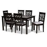 Load image into Gallery viewer, Baxton Studio Caron Modern And Contemporary Grey Fabric Upholstered Espresso Brown Finished Wood 7-Piece Dining Set
