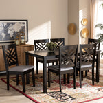 Load image into Gallery viewer, Baxton Studio Caron Modern And Contemporary Grey Fabric Upholstered Espresso Brown Finished Wood 7-Piece Dining Set
