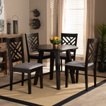 Load image into Gallery viewer, Baxton Studio Lilly Modern And Contemporary Grey Fabric Upholstered And Dark Brown Finished Wood 5-Piece Dining Set
