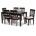 Load image into Gallery viewer, Baxton Studio Reneau Modern And Contemporary Sand Fabric Upholstered Espresso Brown Finished Wood 7-Piece Dining Set
