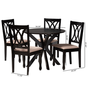 Baxton Studio Maya Modern Beige Fabric And Espresso Brown Finished Wood 5-Piece Dining Set