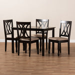 Load image into Gallery viewer, Baxton Studio Reneau Modern And Contemporary Sand Fabric Upholstered Espresso Brown Finished Wood 5-Piece Dining Set
