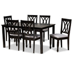 Load image into Gallery viewer, Baxton Studio Reneau Modern And Contemporary Grey Fabric Upholstered Espresso Brown Finished Wood 7-Piece Dining Set
